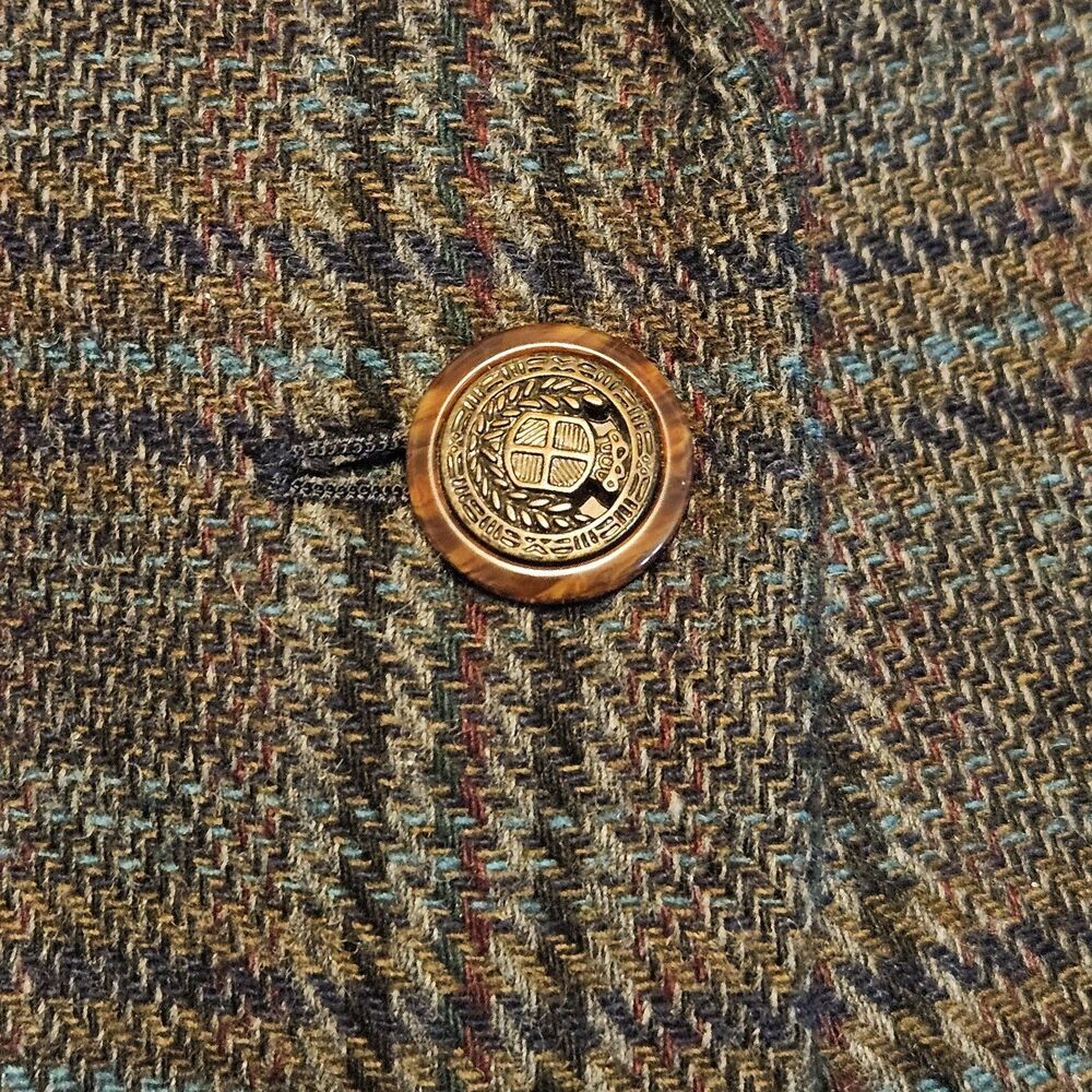 Vintage Sag Harbor Tartan Plaid Wool Blend Blazer Size 14 Petite One Button - Picture 4 of 9